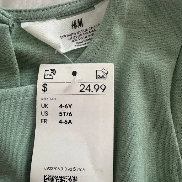 H&M Mint Green Floral Kids Dress - Picture 3 of 6